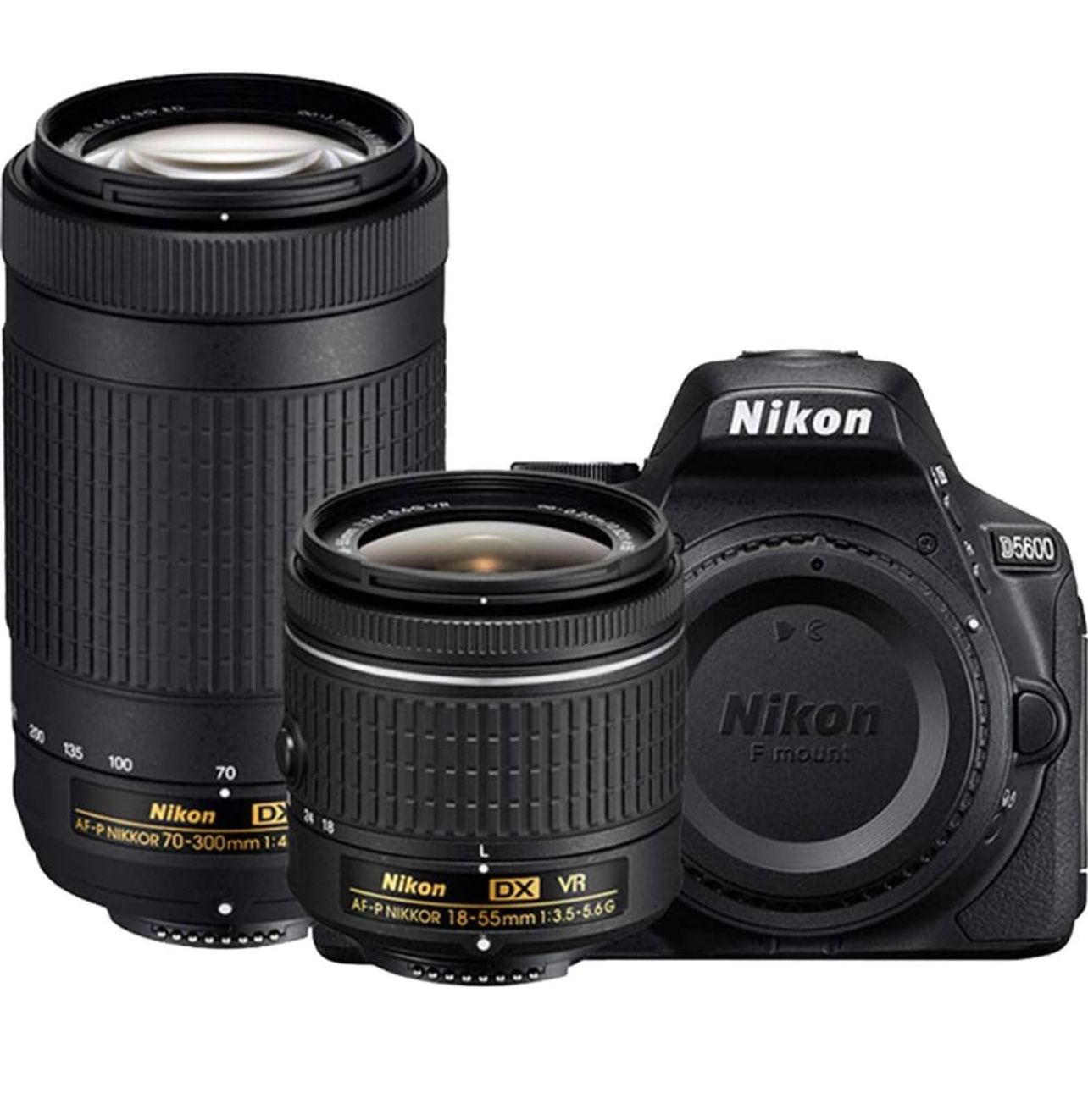 Cámara Nikon D5600 DSLR de 24,2 MP con lente dual de 18-55 mm VR y 70-300 mm, 18-55 mm VR y 70-300 mm