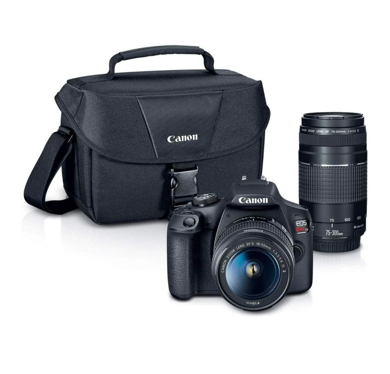 Cámara DSLR Canon EOS Rebel T7, kit de 2 lentes con lente EF 18-55 mm + lente EF 75-300 mm