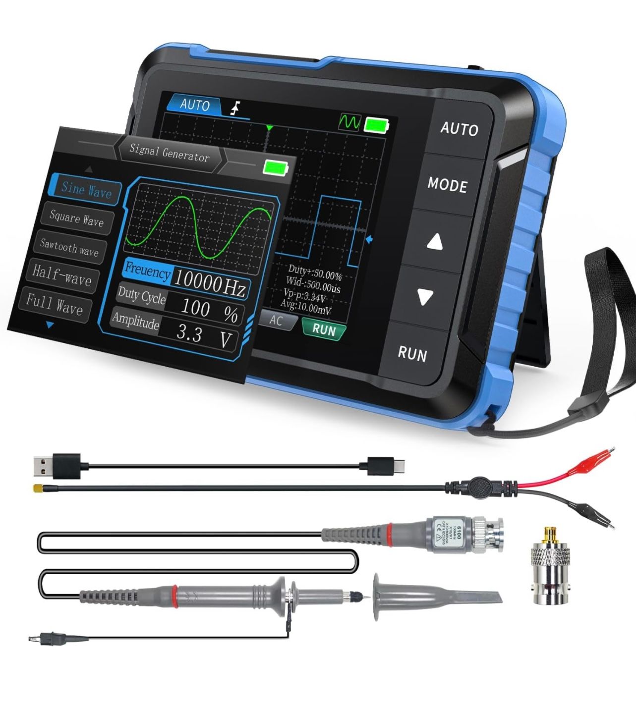 Osciloscopio portátil FNIRSI DSO153 2 en 1/generador de señales DDS, osciloscopio digital portátil para automóviles