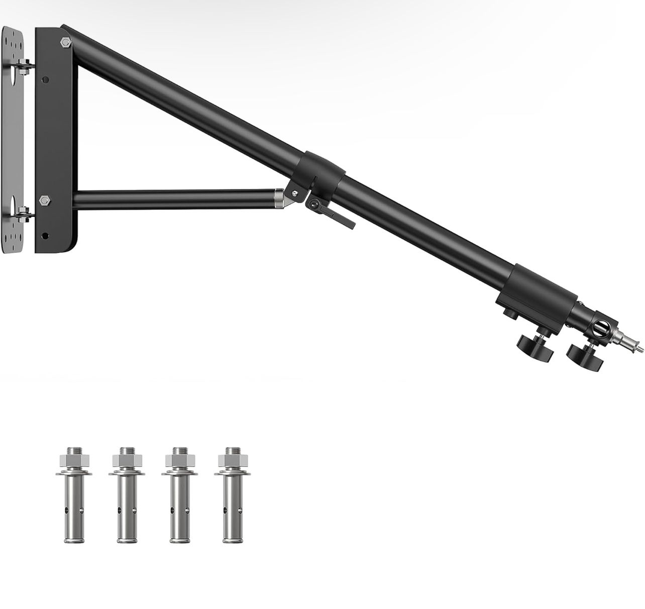 Brazo de soporte triangular para montaje en pared, soporte de pared de 130 cm/4,3 pies, soporte para trípode, rotación flexible de 180° para estudio