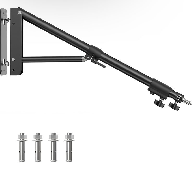 Brazo de soporte triangular para montaje en pared, soporte de pared de 130 cm/4,3 pies, soporte para trípode, rotación flexible de 180° para estudio