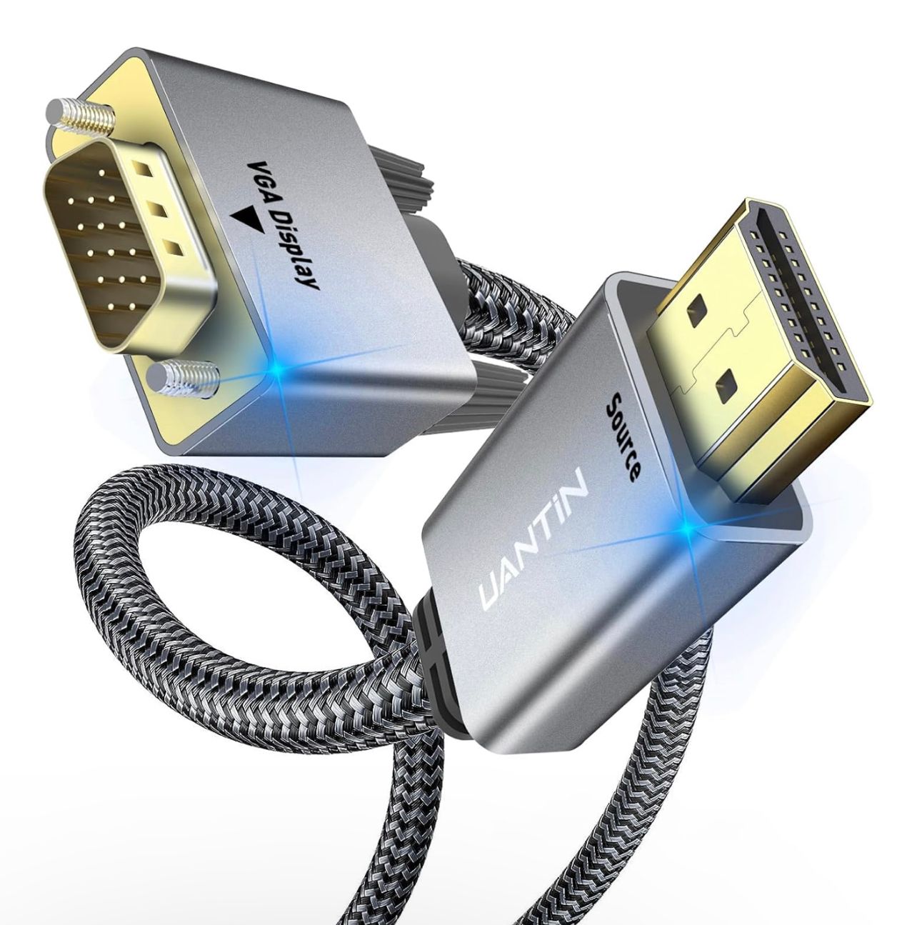 Adaptador de cable HDMI a VGA de 6 pies | Conectores chapados en oro antiinterferencias | Fuente HDMI de aluminio 1080P a pantalla VGA