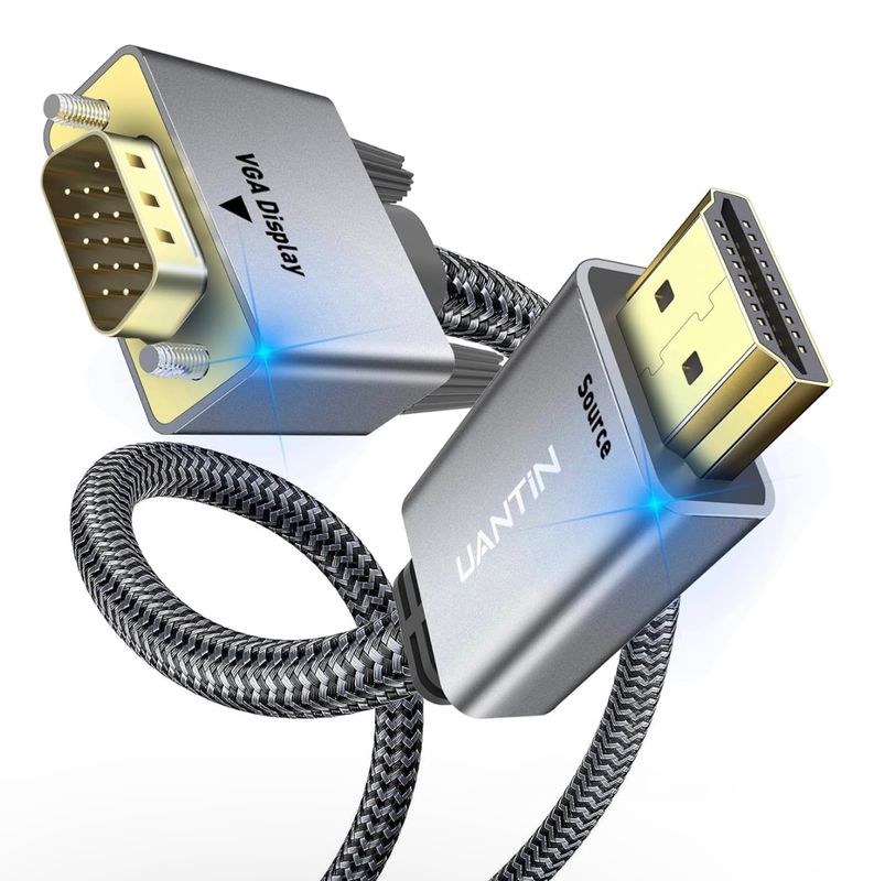 Adaptador de cable HDMI a VGA de 6 pies | Conectores chapados en oro antiinterferencias | Fuente HDMI de aluminio 1080P a pantalla VGA