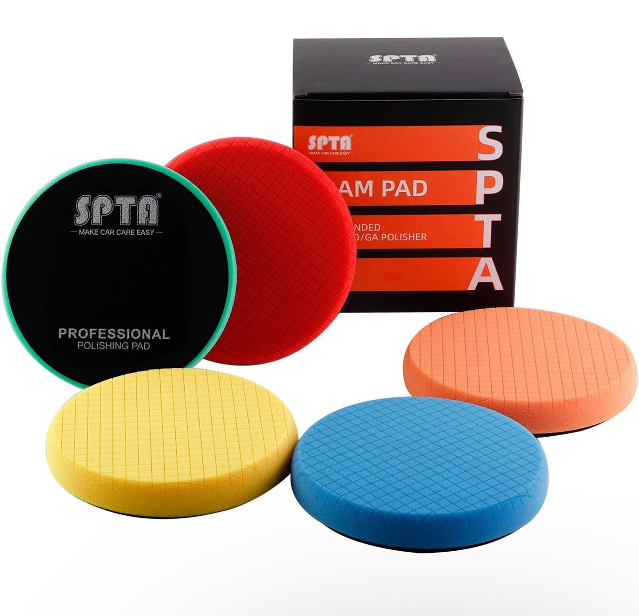Almohadillas de esponja para pulir, SPTA, 5 piezas, cara de 6,5 pulgadas para placa de soporte de 6 pulgadas y 150 mm, kit de almohadillas de pulido para corte