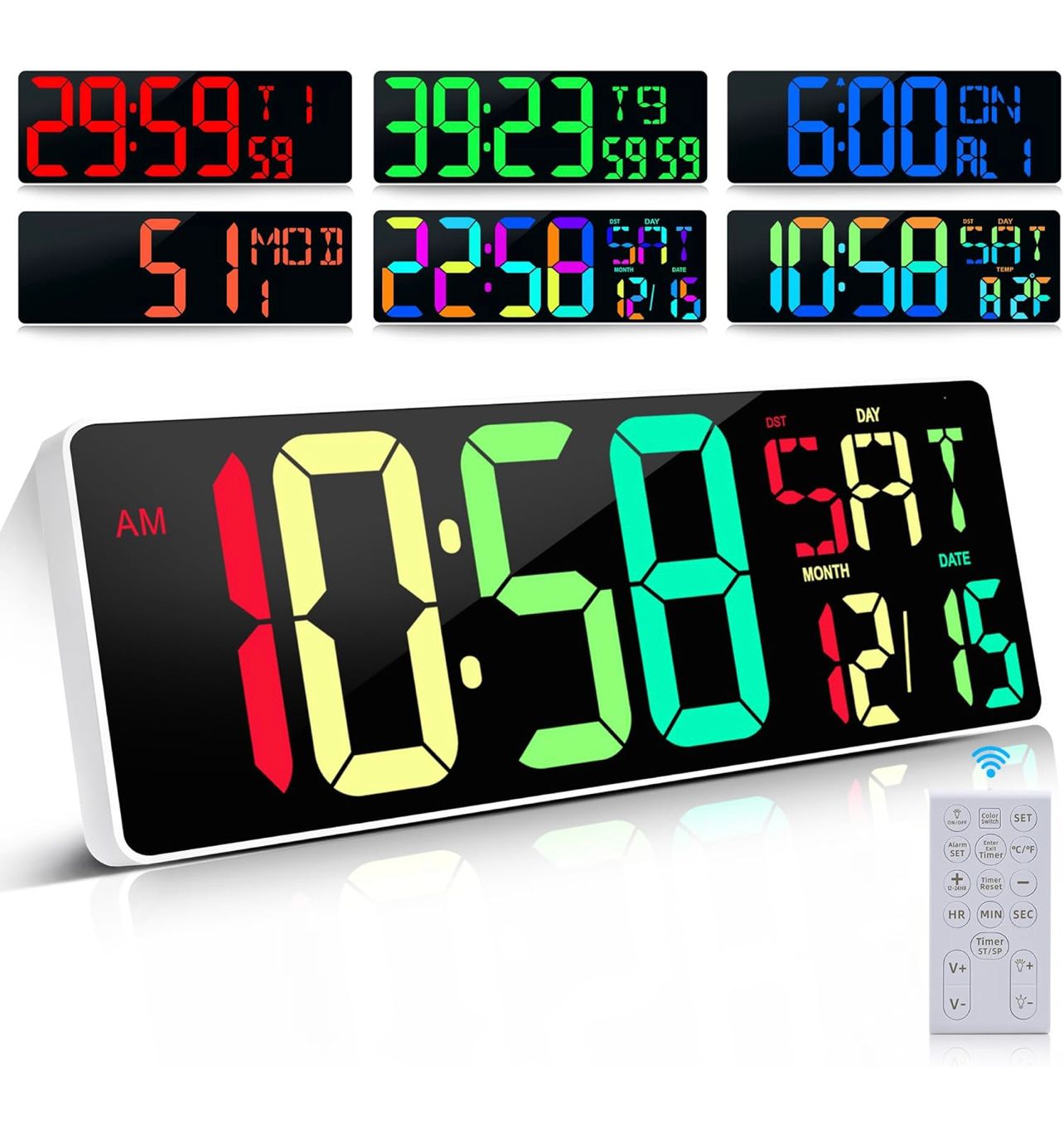 Reloj de pared digital grande con pantalla grande de 17,2&quot; y temporizador digital grande con control remoto de temporizador de 9 grupos