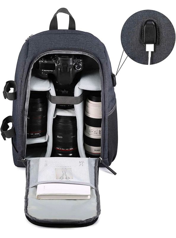 Mochila para cámara G-raphy Mochila para fotografía profesional de gran capacidad con compartimento para computadora portátil/soporte para trípode