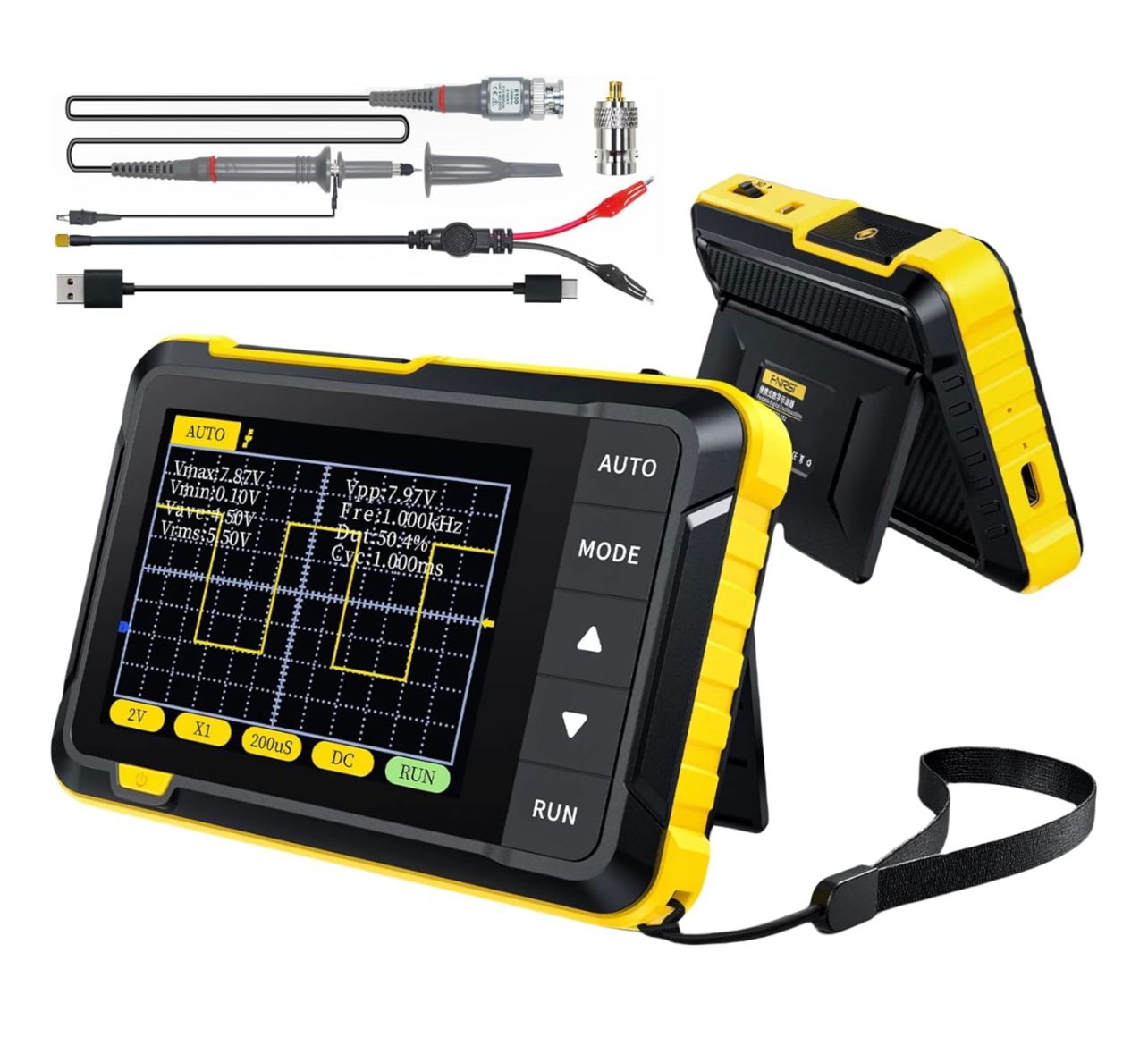 Osciloscopio digital DSO152, osciloscopio portátil de mano para automoción con pantalla TFT de 2,8 pulgadas, frecuencia de muestreo alta de 2,5 MS/s, ancho de banda de 200 KHz