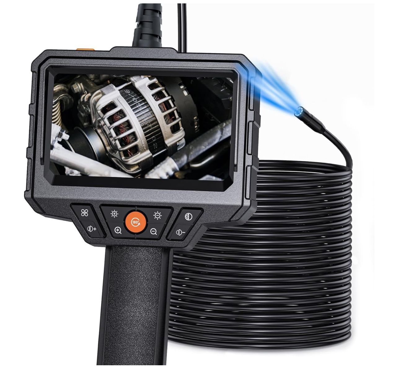 Cámara endoscópica con luz y cable semirrígido de 50 pies, boroscopio de mano SKYEAR de 4,3&#39;&#39; HD 1080P con 8 luces LED ajustables