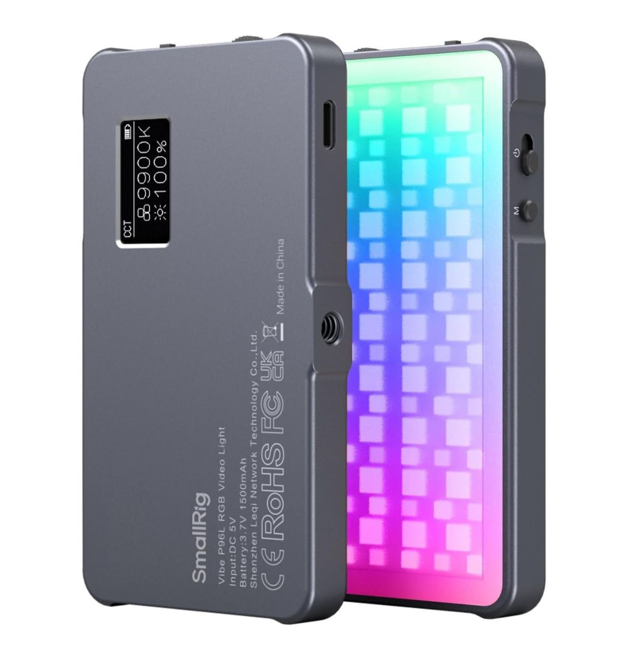 Luz de video RGB P96L de SmallRig, luz LED portátil de metal para cámara, 2500-8000 K, 21 efectos, CRI 96+, pantalla OLED, iluminación para fotos y videos, batería de larga duración, se adapta a teléf
