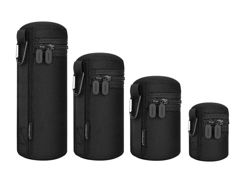 Estuche para lentes, estuche protector resistente al agua para lentes de cámara DSLR, 4 tamaños de bolsa gruesa para lentes de cámara
