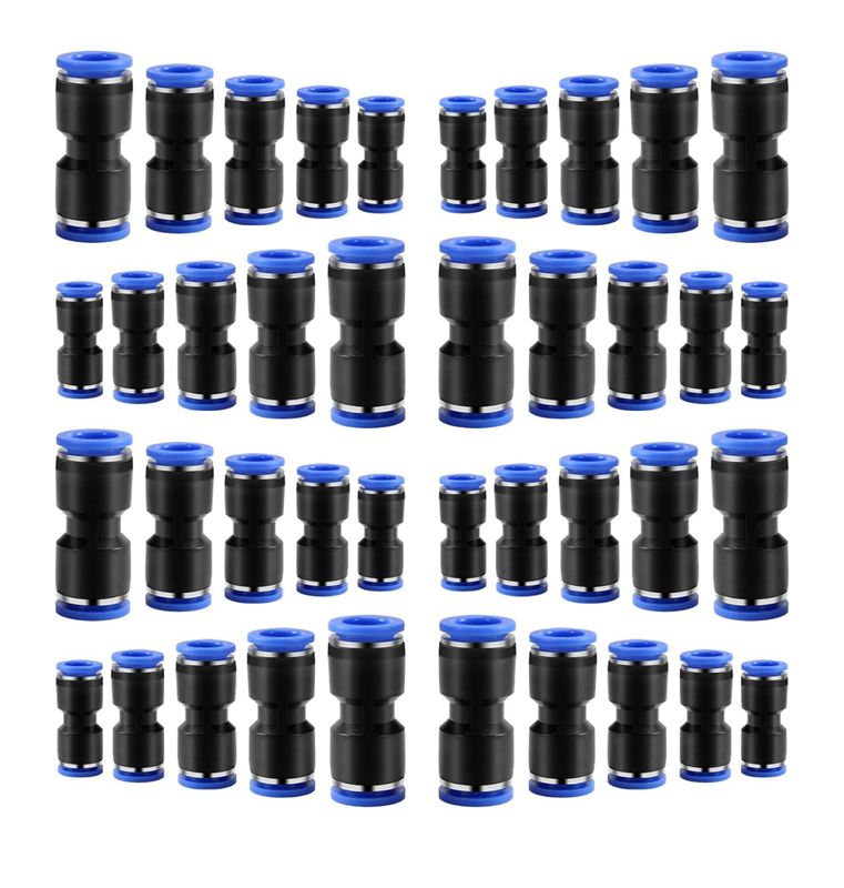 Kit de 40 conectores de conexión rápida de empuje recto para tubos de 4 mm, 6 mm, 8 mm, 10 mm y 12 mm