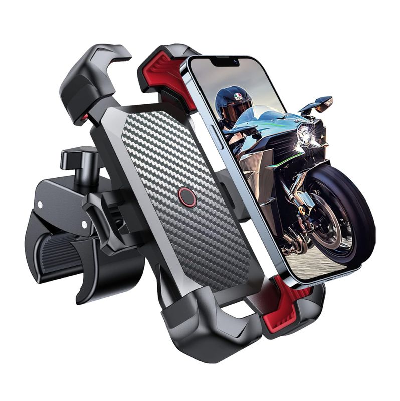 Soporte para teléfono de motocicleta JOYROOM, [bloqueo automático de 1 s] [antivibración militar de 100 mph] Soporte para teléfono de bicicleta