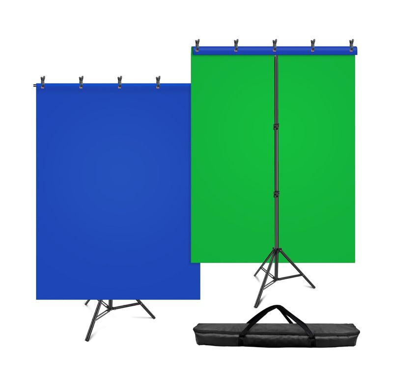 Kit de fondo de pantalla verde azul, soporte de pantalla verde 2 en 1 de 6,5 x 5 pies