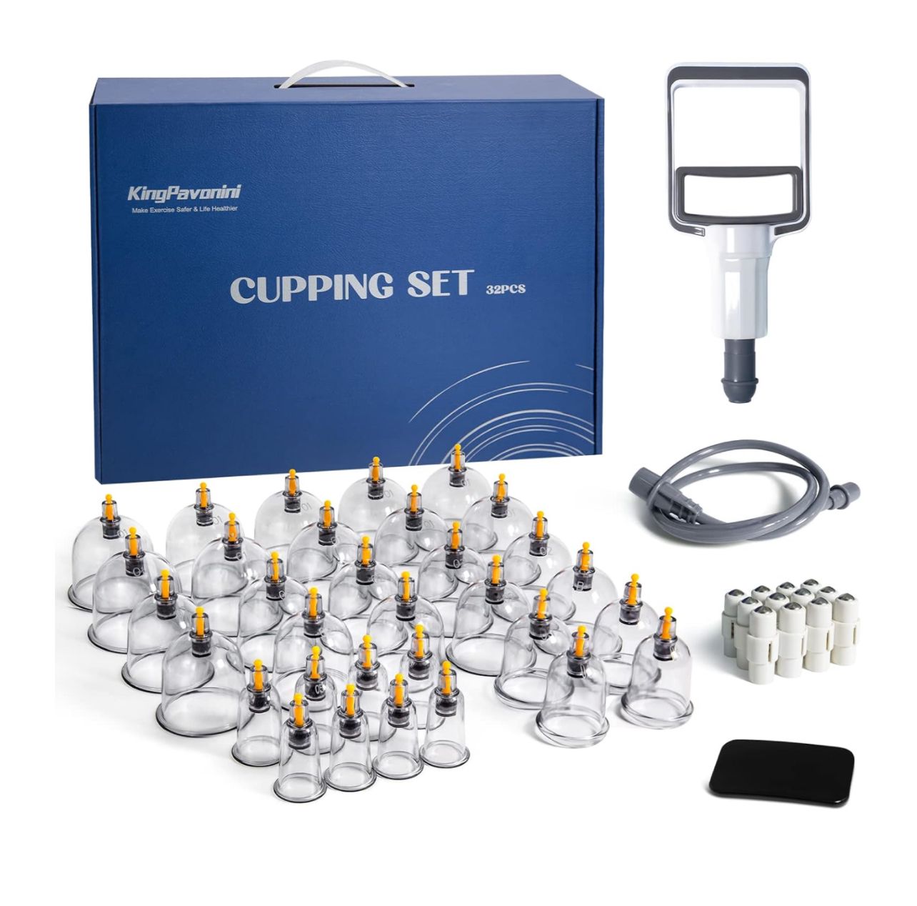 Set de Ventosaterapia KingPavonini de 32 Copas, Set Profesional de Ventosaterapia China con Magnética, Ventosaterapia Portátil para Reducir la Celulitis, Aliviar el Dolor y Mejorar la Circulación Sang