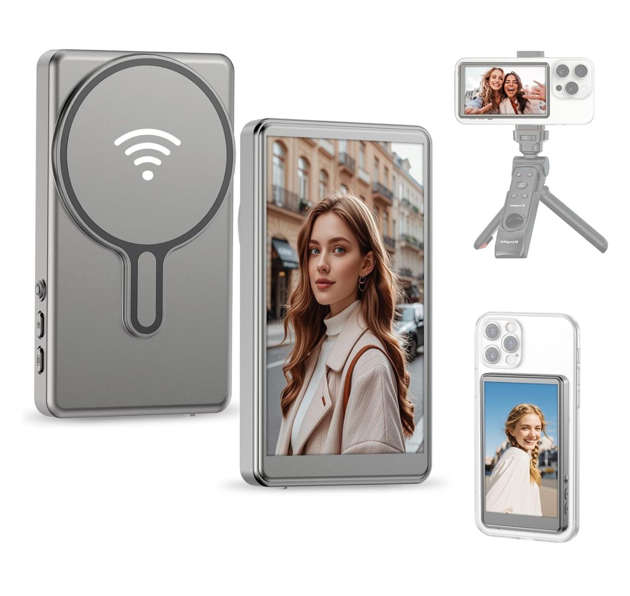 Pantalla para selfies y vlogs con cámara trasera FHD de 4.02 pulgadas para transmisión en vivo, TikTok, compatible con iPhone