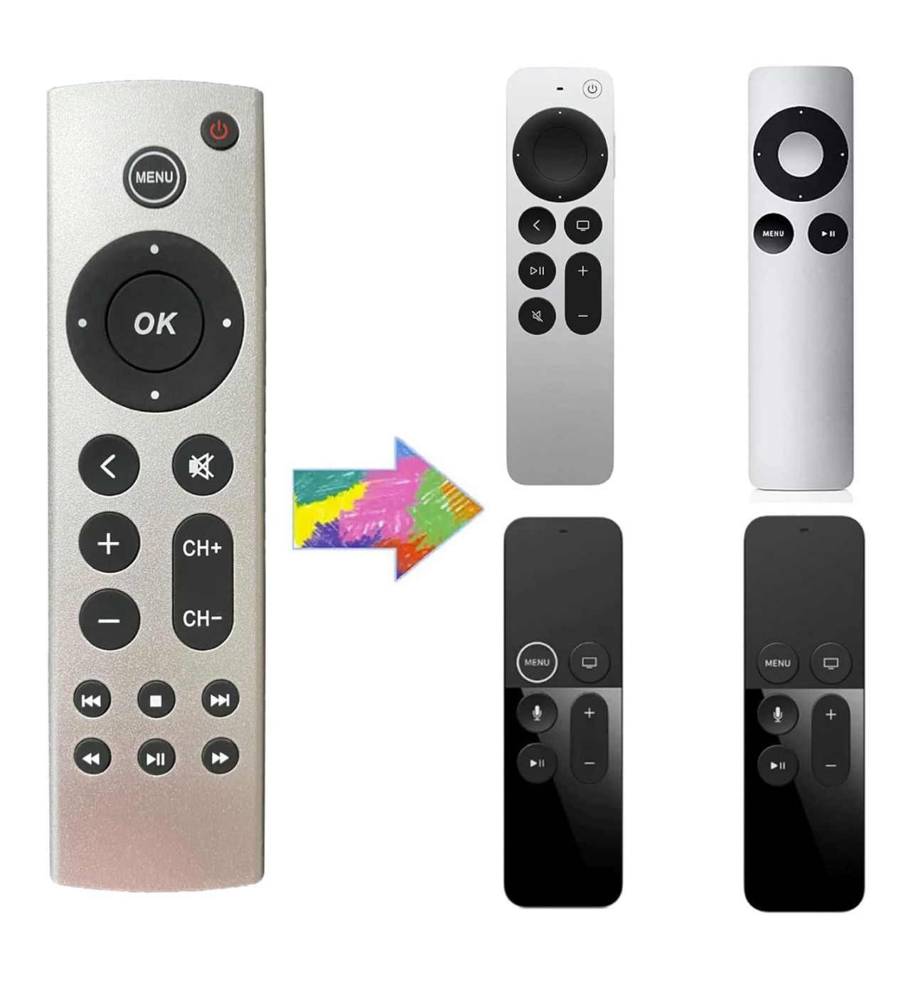 Mando a distancia universal de repuesto para Apple TV 4K/ Gen 1, 2, 3 y 4/ HD A2843 A2737 A2169 A1842 A1625 A1427 A1469 A1378 A1218