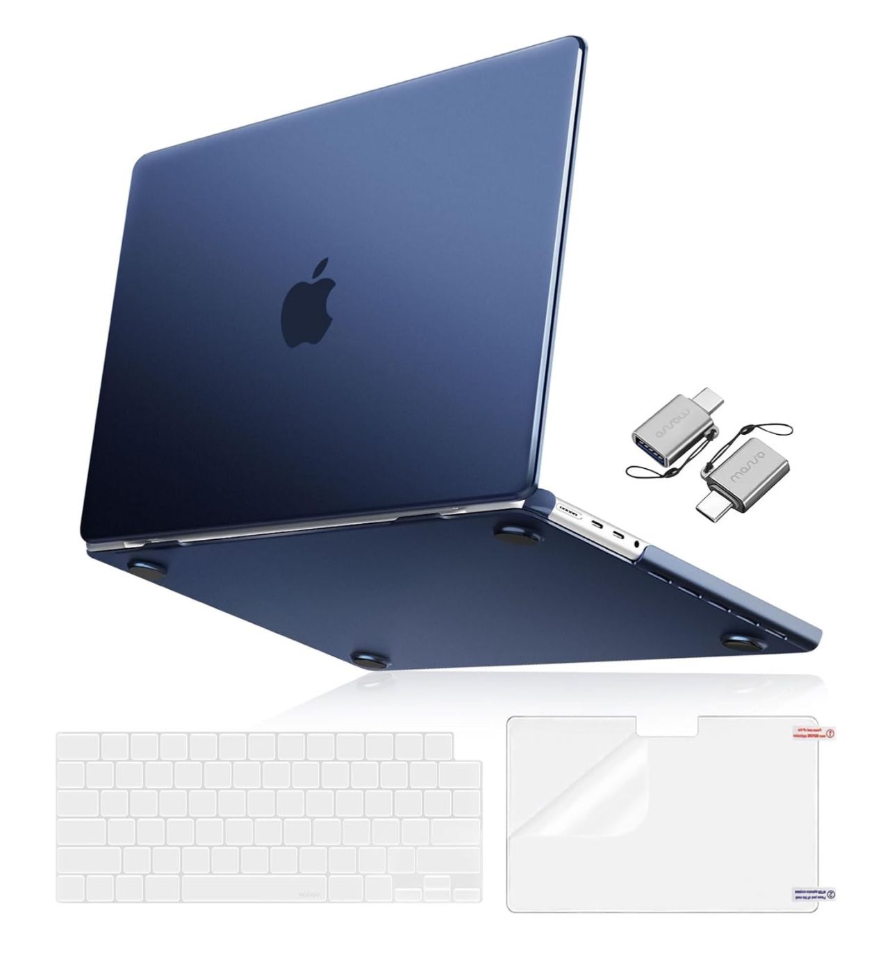 MOSISO - Funda rígida compatible con MacBook Pro de 16 pulgadas (2025, 2024, 2023, 2022 y 2021), color natural original, con protector de teclado, película protectora y tipo C, azul medianoche