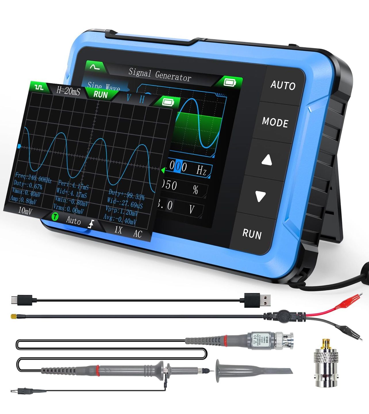 Osciloscopio portátil/generador de señales DDS FNIRSI DSO-510 2 en 1. Osciloscopio digital portátil para automoción con pantalla TFT de 2,8 pulgadas, ancho de banda de 10 MHz, frecuencia de muestreo d