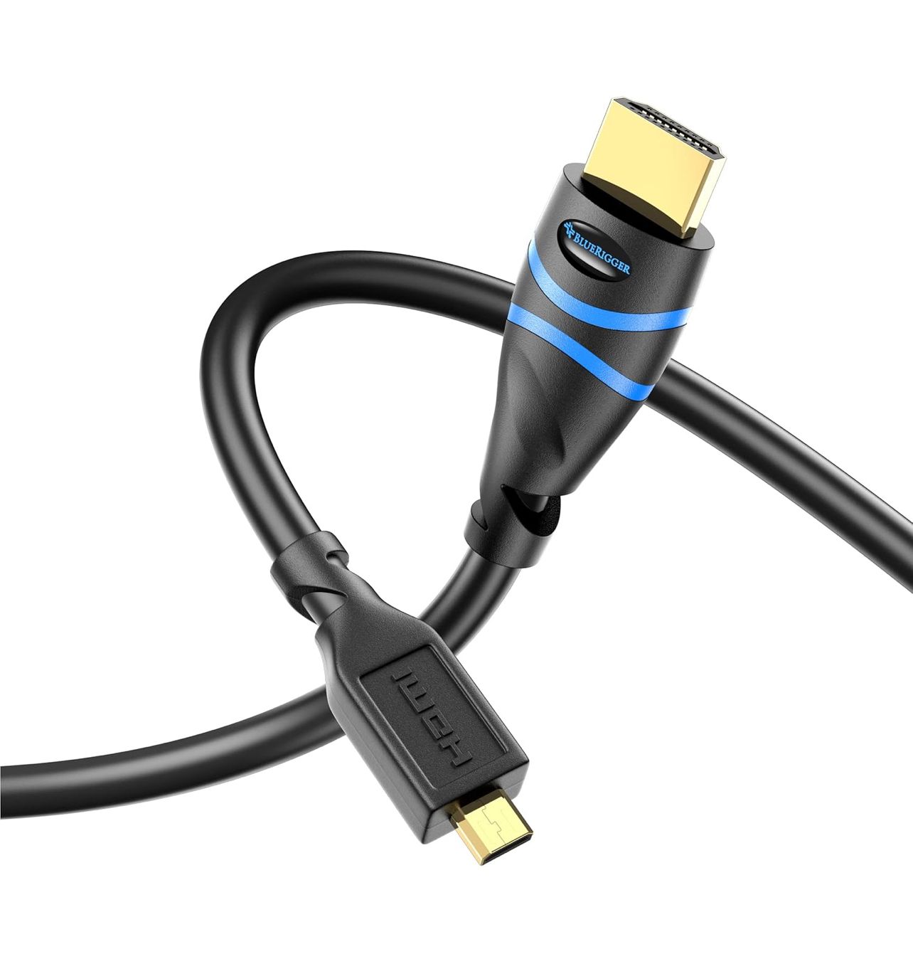 Cable Micro HDMI a HDMI BlueRigger (4,5 m, 4K a 60 Hz HDR, macho a macho, 3D, 18 Gbps, ARC)