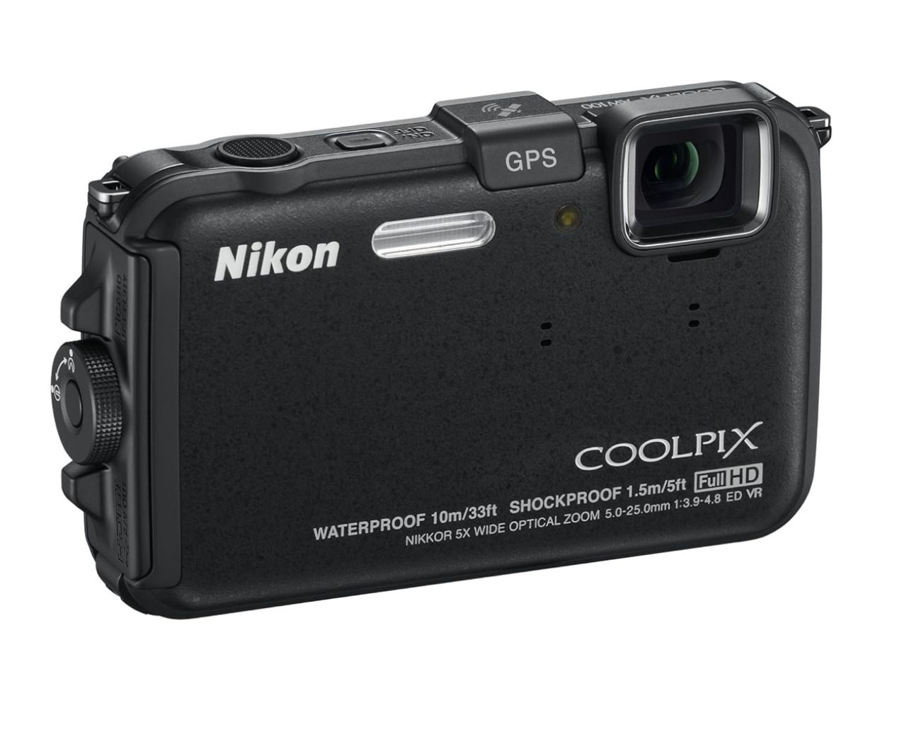 Cámara digital Nikon COOLPIX AW100 CMOS de 16 MP, resistente al agua y con GPS. Usada en buen estado. Batería, cargador, memoria y bolso.
