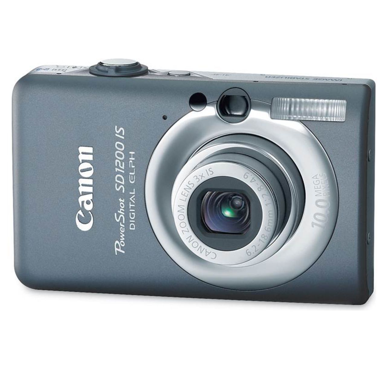 Cámara digital Canon PowerShot SD1200IS de 10 MP con zoom óptico de 3x. Usada en buen estado. Memoria, bolso y cargador.