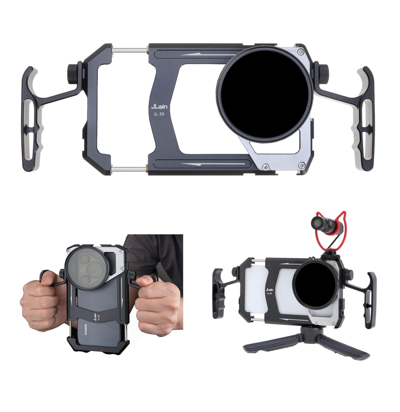 Estabilizador de vídeo y fotografía Fotga con jaula universal para smartphones, con asas y filtro ND variable de 67 mm para iPhone 16, 15, 14 Pro Max, Samsung, vlogs, transmisión en vivo y trípode con