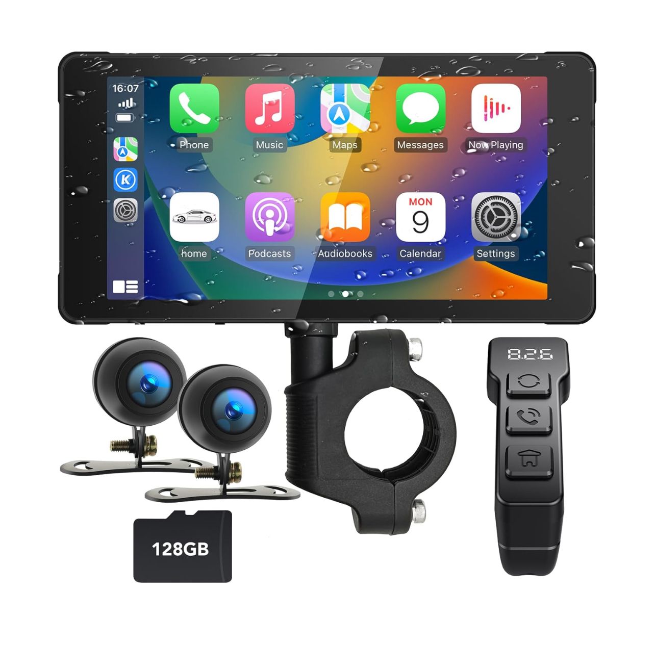 Carplay/Android Auto con Cámaras delanteras y traseras para motocicleta de 5.5&quot;, navegación GPS, cámara dual HD 1080P