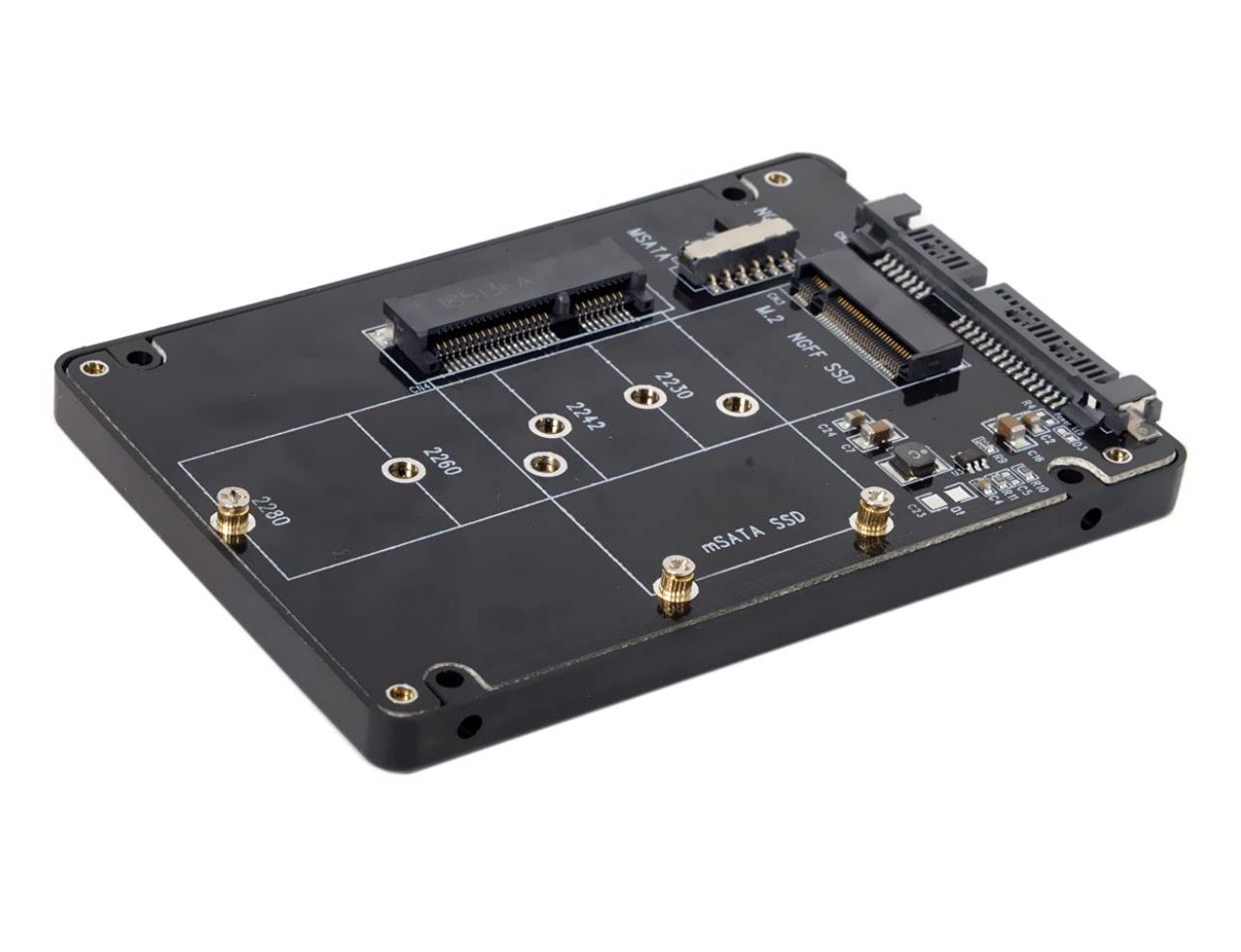 NFHK - Carcasa con adaptador y convertidor M.2 NGFF B-Key y mSATA SSD a SATA 3.0 con interruptor