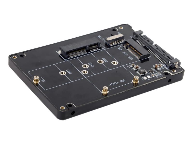 NFHK - Carcasa con adaptador y convertidor M.2 NGFF B-Key y mSATA SSD a SATA 3.0 con interruptor