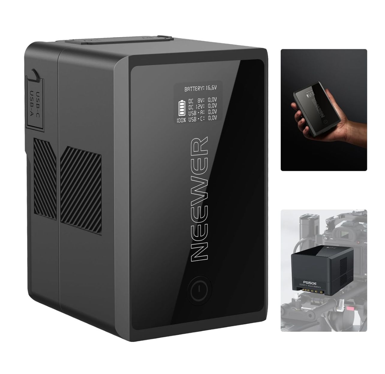 Batería Neewer V Mount PS150E con carga rápida PD USB C de 100 W