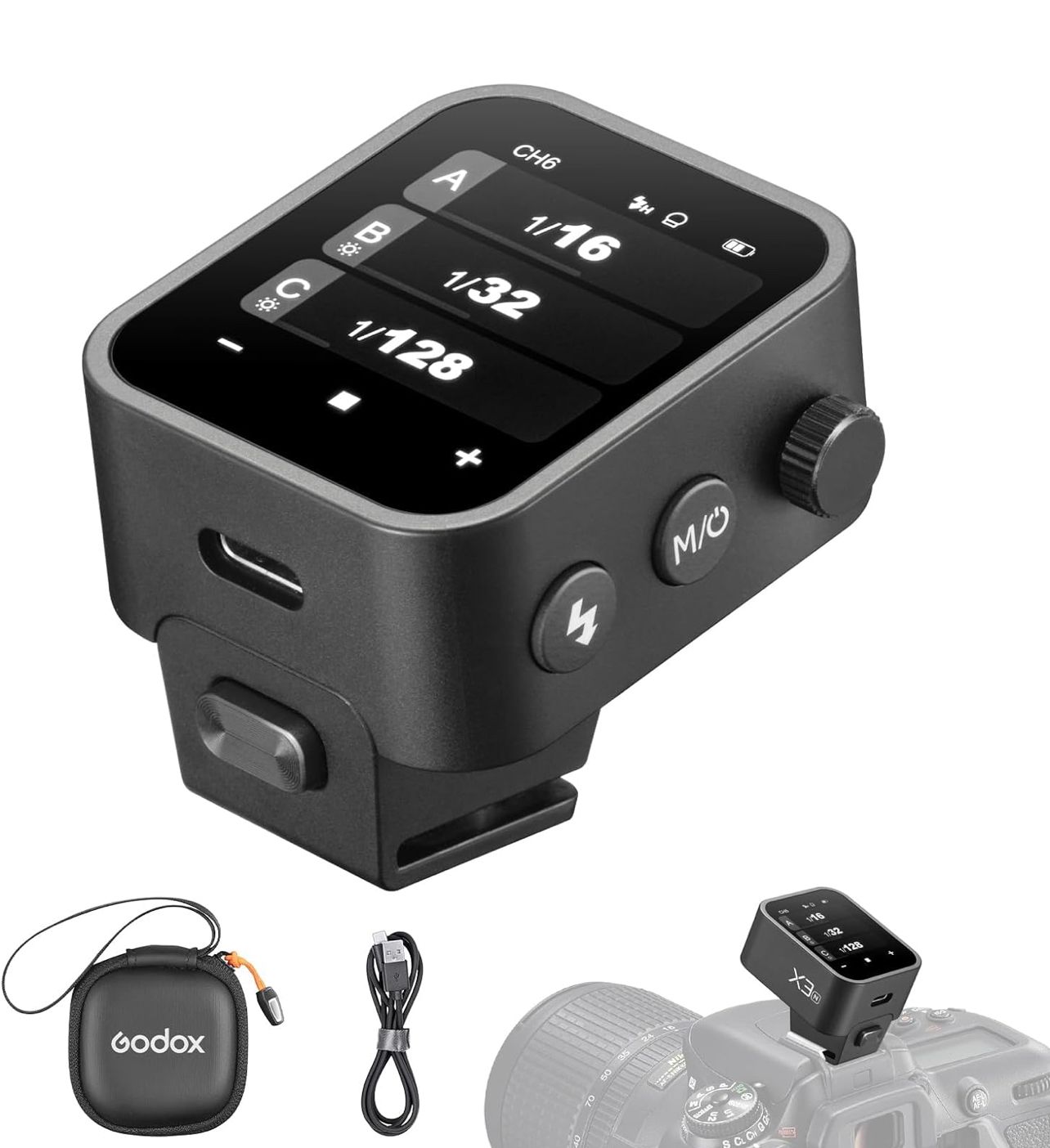 Disparador de flash inalámbrico TTL con pantalla táctil Godox X3-N para Nikon
