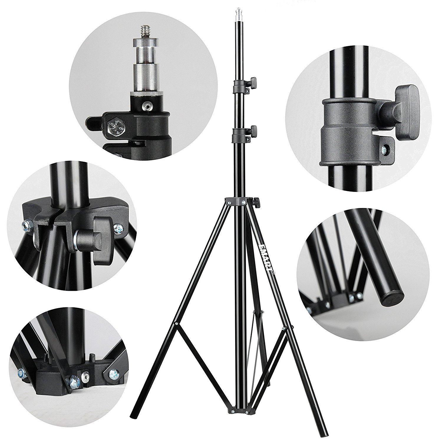 Emart Photography 8.5ft/260cm Black Heavy Duty Aluminum Alloy Adjustable Tripod Photo Studio Light Stand