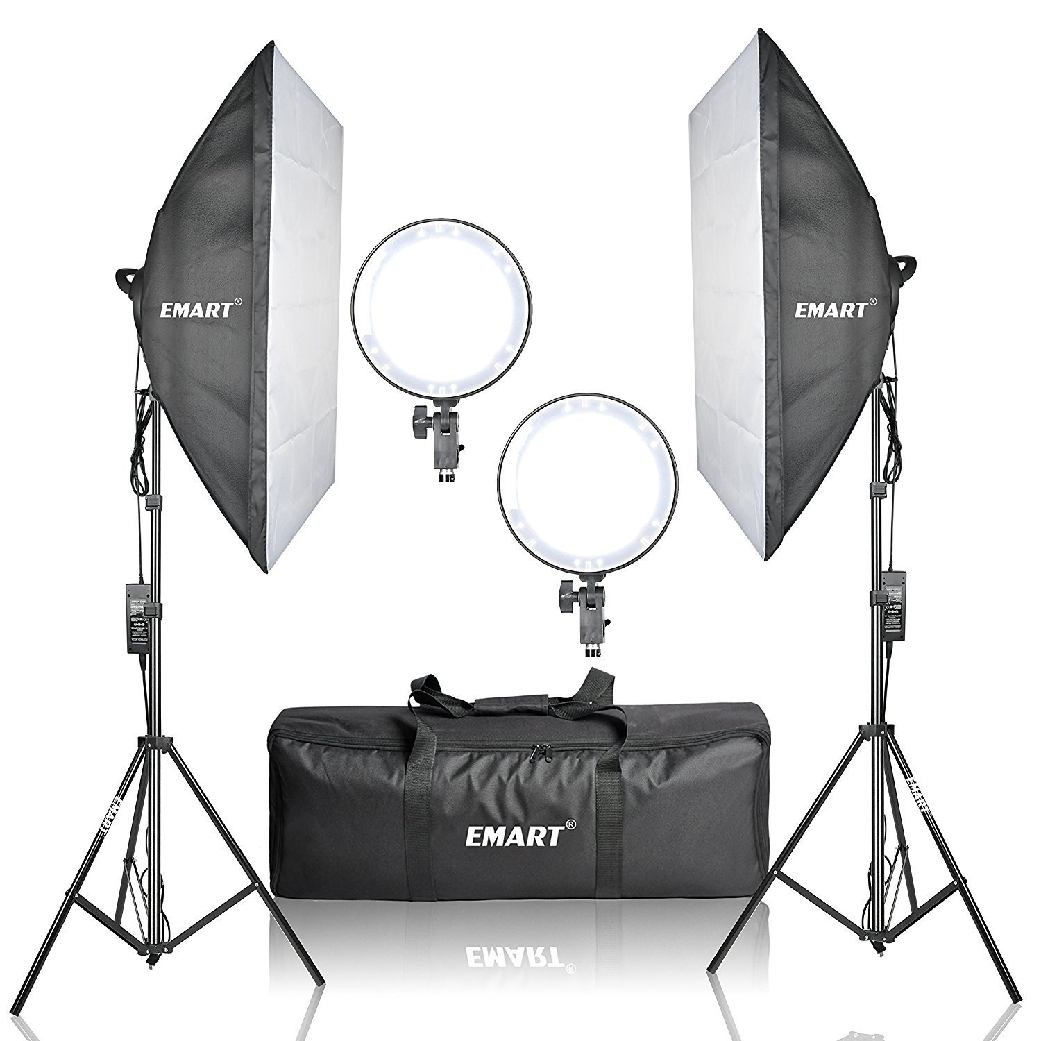 Emart Professional 252 Ultra High Powered Super Adjustable Bright LED Softbox Continuous Lighting Studio with 2 x Light Stand and Carry Bag