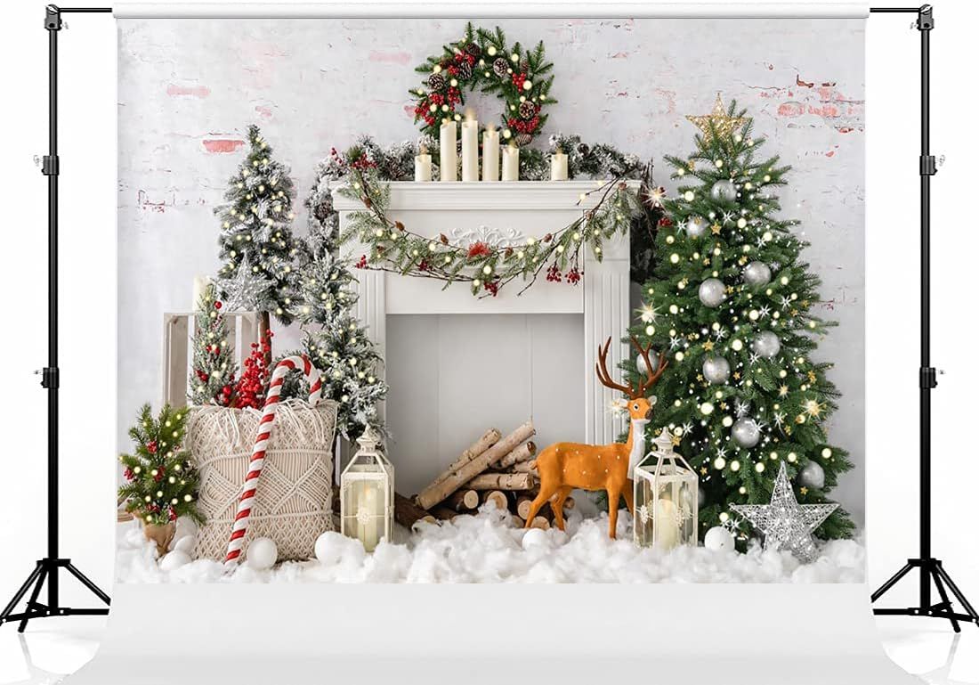 Kate Fondo de fotografía de árbol de Navidad Bokeh Bohemia de 7 x 5 pies para chimenea, pared de ladrillo, fondo de fotografía de Navidad para accesorios de estudio de Navidad
