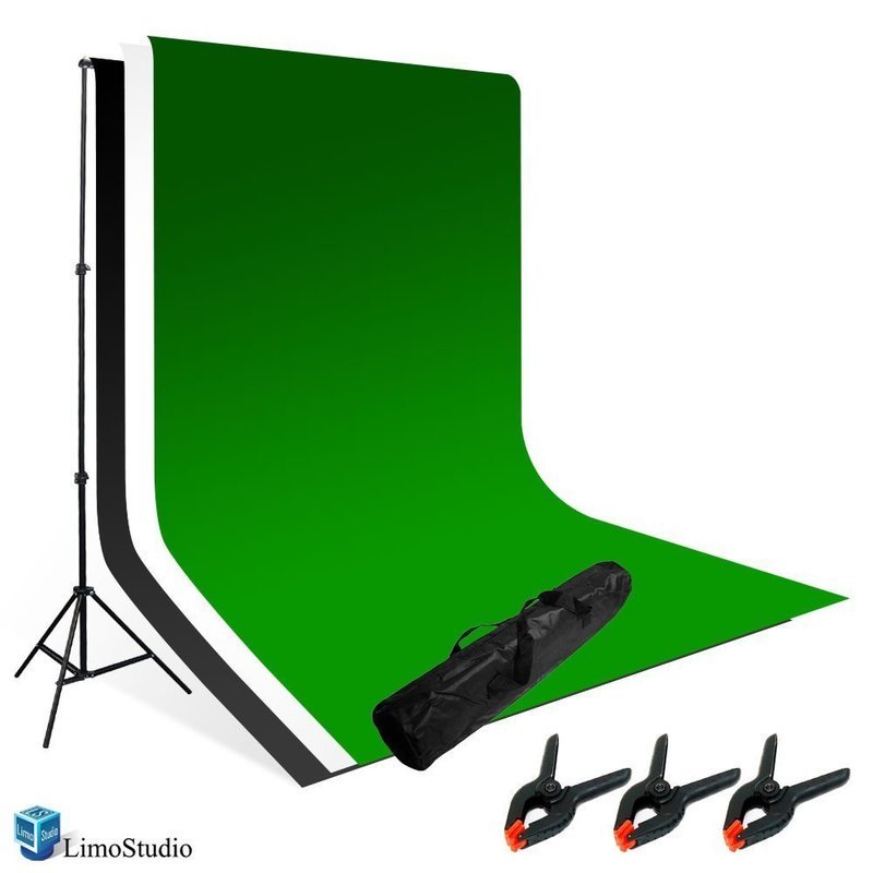 ​LimoStudio Photography Photo Video Studio Backdrop Background Kit, White Black Green Chromakey Backdrops, Backdrop Support Stand with Carry Bag