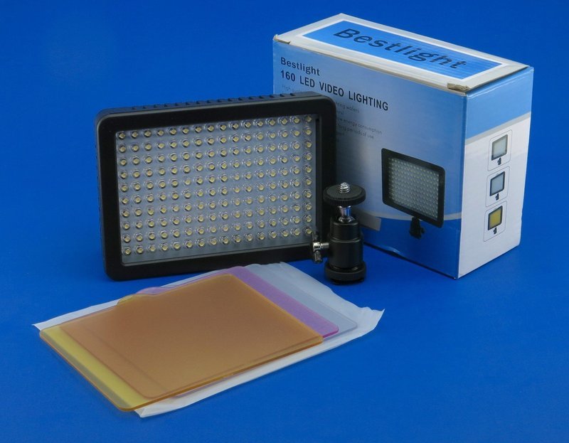 160 LED de Ultra Alta Potencia Panel de luz de vídeo con adaptador de zapato para Canon, Nikon, Olympus, Pentax DSLR y videocámaras