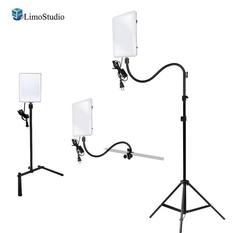 LimoStudio LED Light Panel with Gooseneck Extionsion Adapter &amp; Mini Table Top Light Stand &amp; Photo Light Stand Tripod &amp; Mounting Clamp, Photo Video Lighting Kit