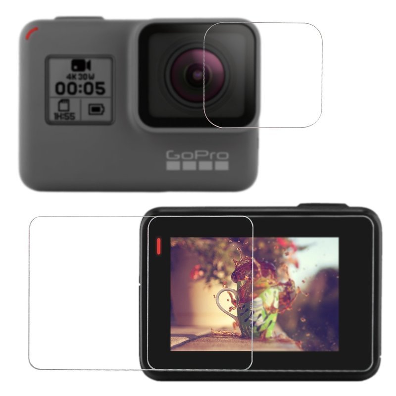 Fixget 2 Pcs Gopro Hero5 Black Screen Protector (Screen and Lens), Ultra-Clear Tempered-Glass