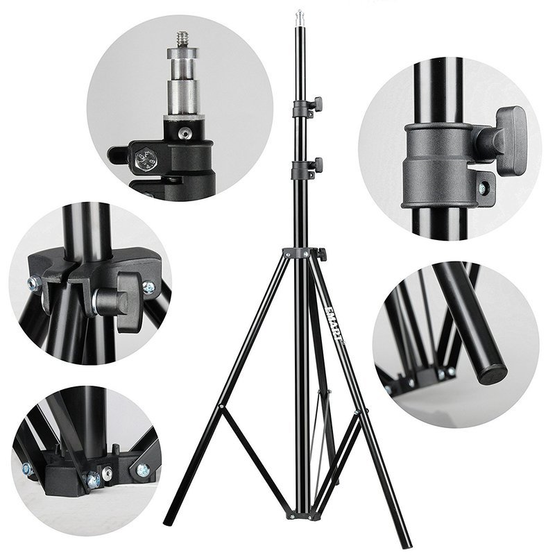 Emart Photography 8.5ft/260cm Black Heavy Duty Aluminum Alloy Adjustable Tripod Photo Studio Light Stand