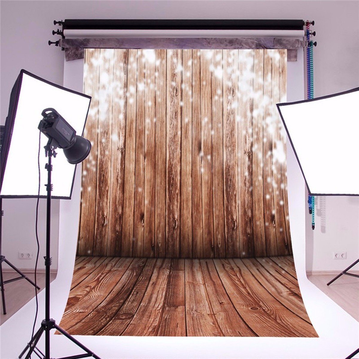 Mohoo 5 x 7ft Blanco Seda para suelos de madera fondo para estudio de fotografía Studio Prop fondo Estampado Nostalgia Transparente