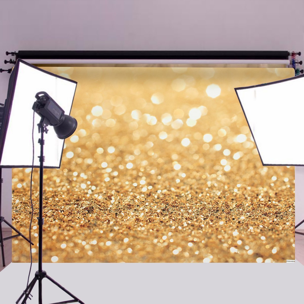 MOHOO 7X5ft Cotton Polyester Photography Background Gold Photography Photo studio Props Wedding Party Washable Backdrop
