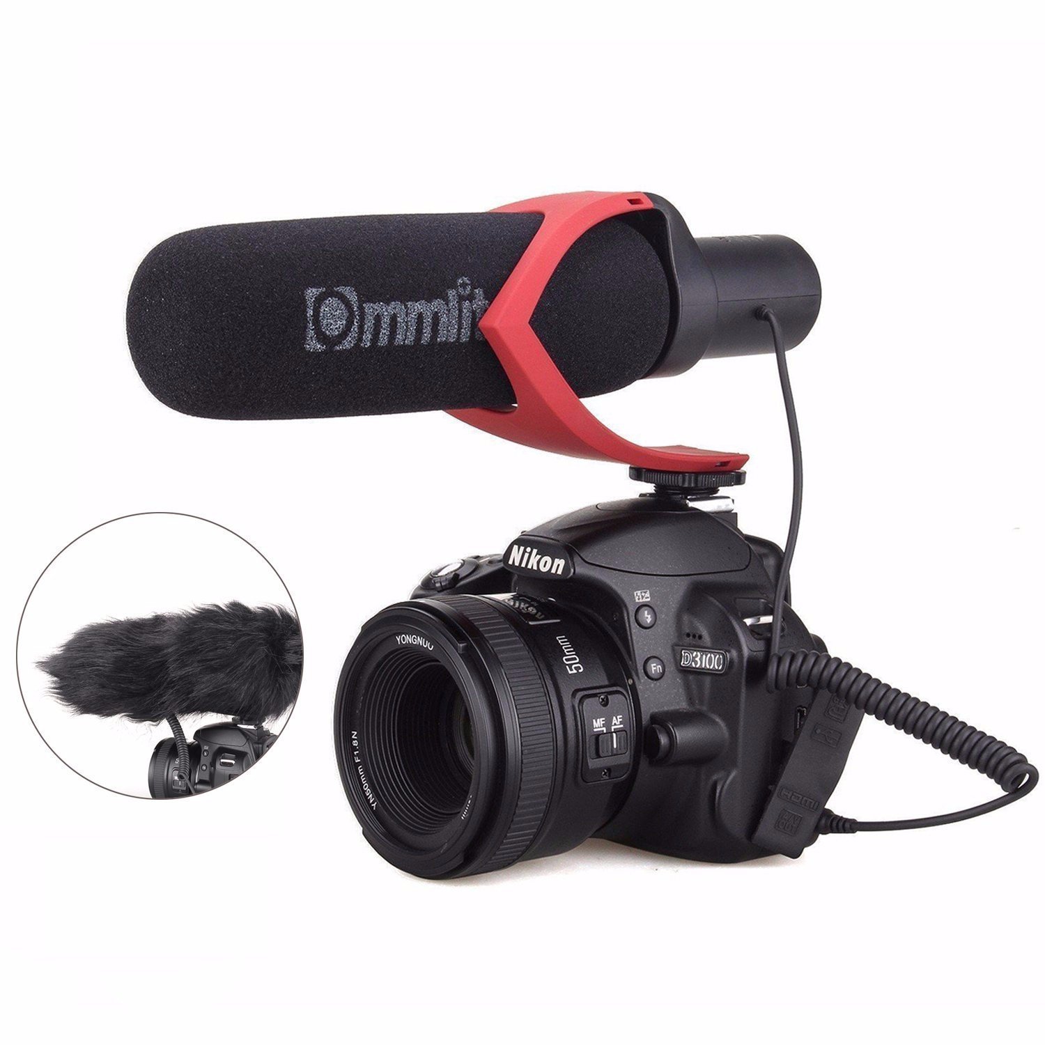 EACHSHOT comica electrit Super-Cardioid Directional Condenser Shotgun – Micrófono para Entrevista con Nikon, Canon, Sony y vídeo de vídeo cámara, videocámara (3.5 mm Jack) Rojo