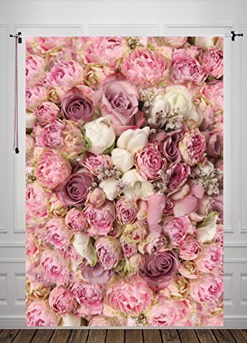 5 x 7ft Rose Wall Art Floral recién nacidos Retratos fotografía telón de fondo Tela Studio Rosa Flores pared foto telón de fondo