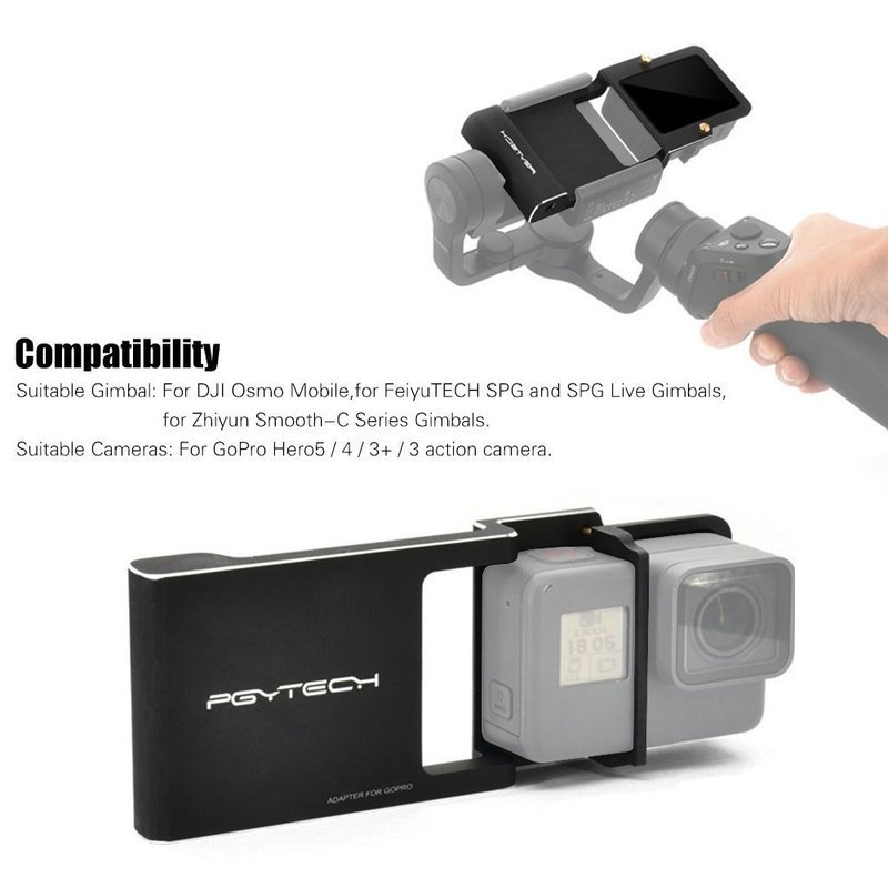 Andoer – pgytech adaptador Switch placa de montaje para GoPro Hero5 4 3 + cámara &amp; para DJI OSMO Gimbal móviles para feiyutech SPG y SPG Live cardanes para Zhiyun smooth-c Series Gimbals