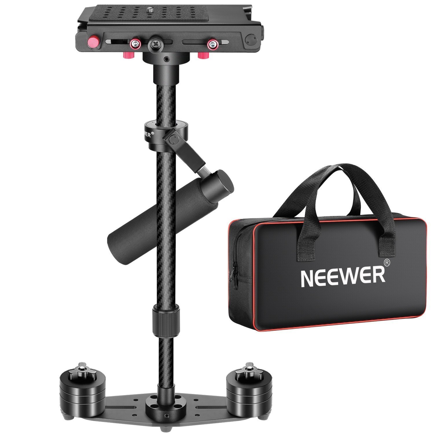 ​Neewer – 27&quot;/68 cm Handheld Estabilizador de aleación de fibra de carbono con 1/4&quot; placa de liberación rápida para videocámara cámara DV DSLR de hasta 11lbs/5kg