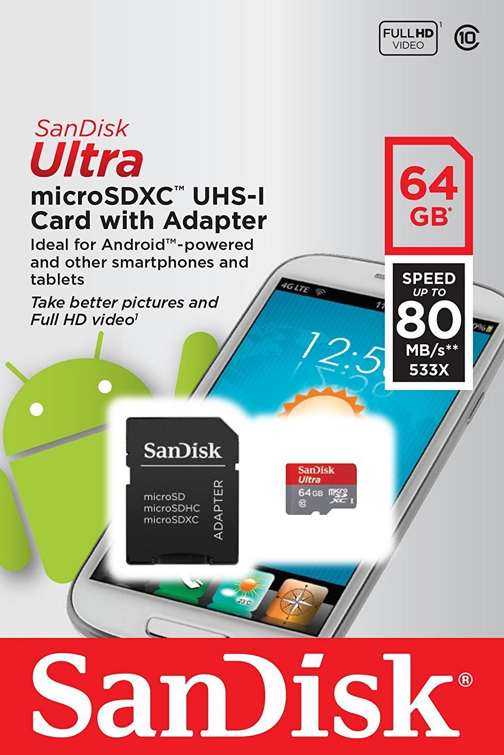 SanDisk 64 GB Ultra microSDXC UHS-I tarjeta con adaptador