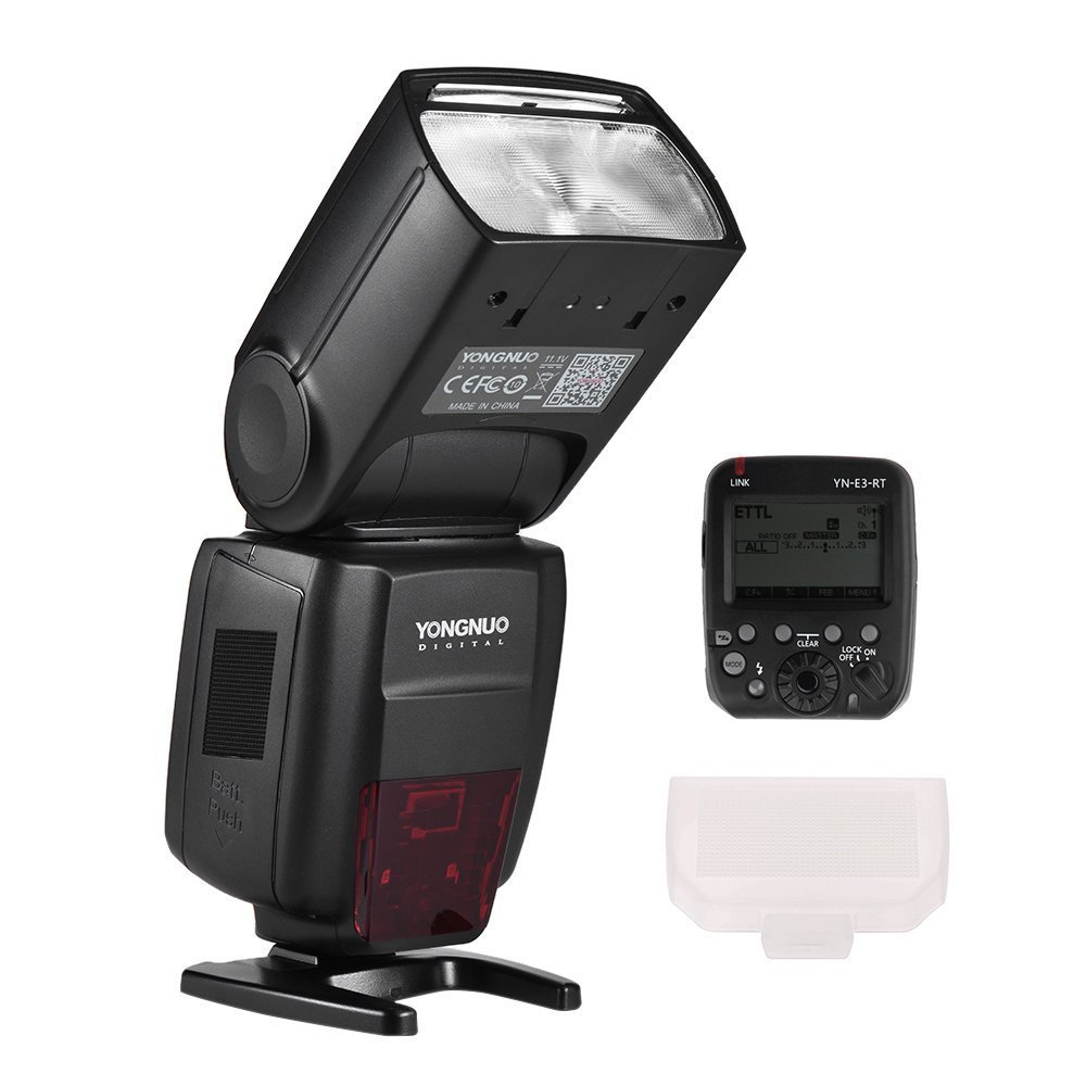 YONGNUO YN686EX-RT TTL Lithium Speedlite 2.4G 5600K Master Slave Flash Speedlite with YONGNUO YN-E3-RT Flash Trigger Transmitter and 680-15 White Flash Bounce Head Speedlite Diffuser for Canon