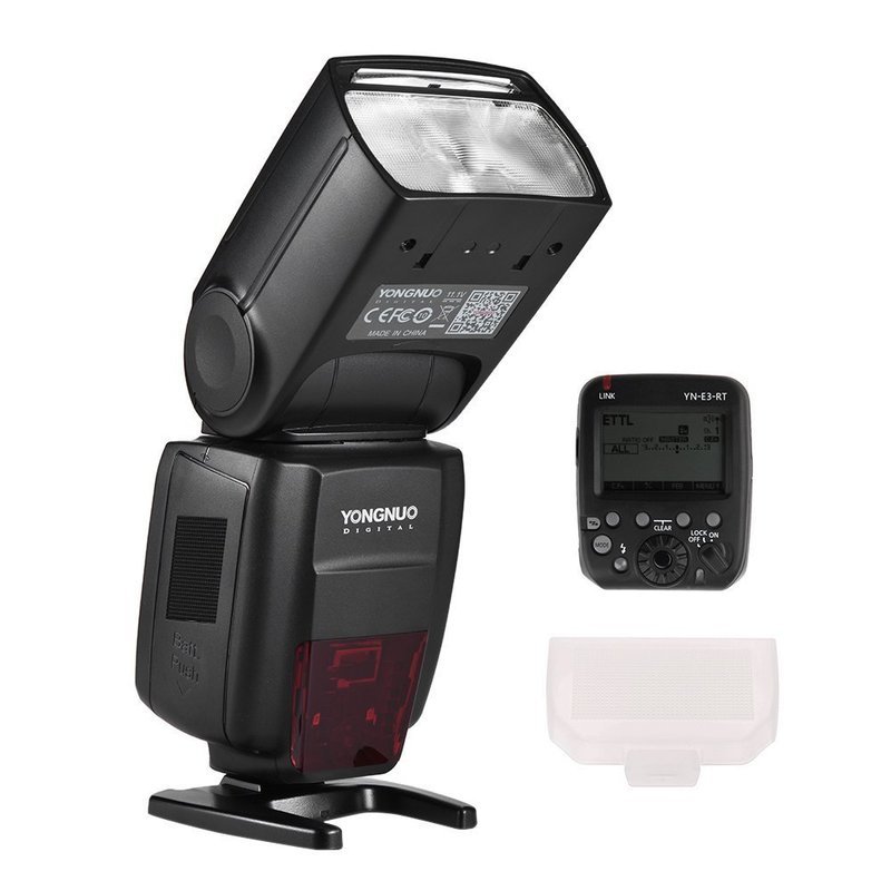 YONGNUO YN686EX-RT TTL Lithium Speedlite 2.4G 5600K Master Slave Flash Speedlite with YONGNUO YN-E3-RT Flash Trigger Transmitter and 680-15 White Flash Bounce Head Speedlite Diffuser for Canon