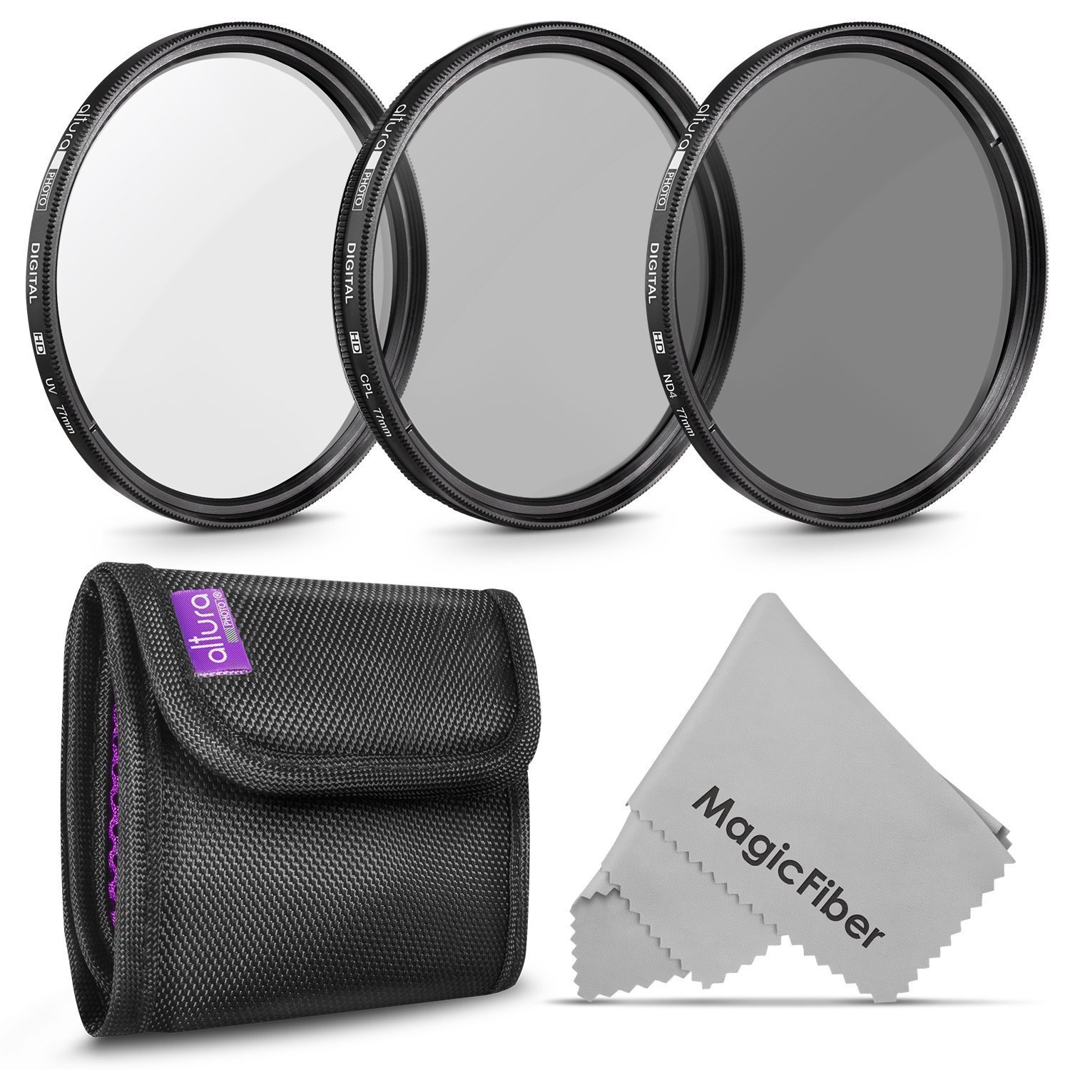 Altura Photo 77mm Filter Kit (UV-CPL-ND8) with Filter Pouch