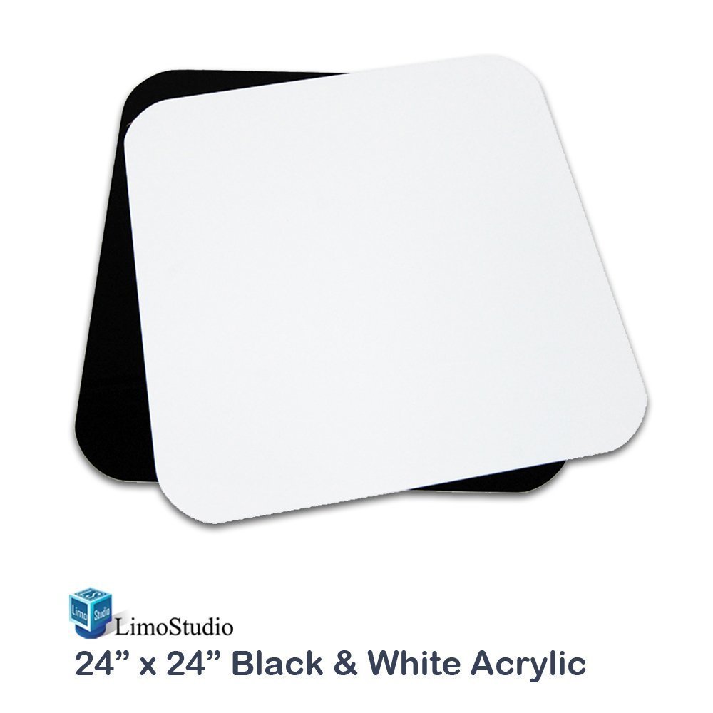 limostudio 24 inch acrílico blanco y negro reflective Display mesa Antecedentes juntas, Table parte superior fotografía de producto